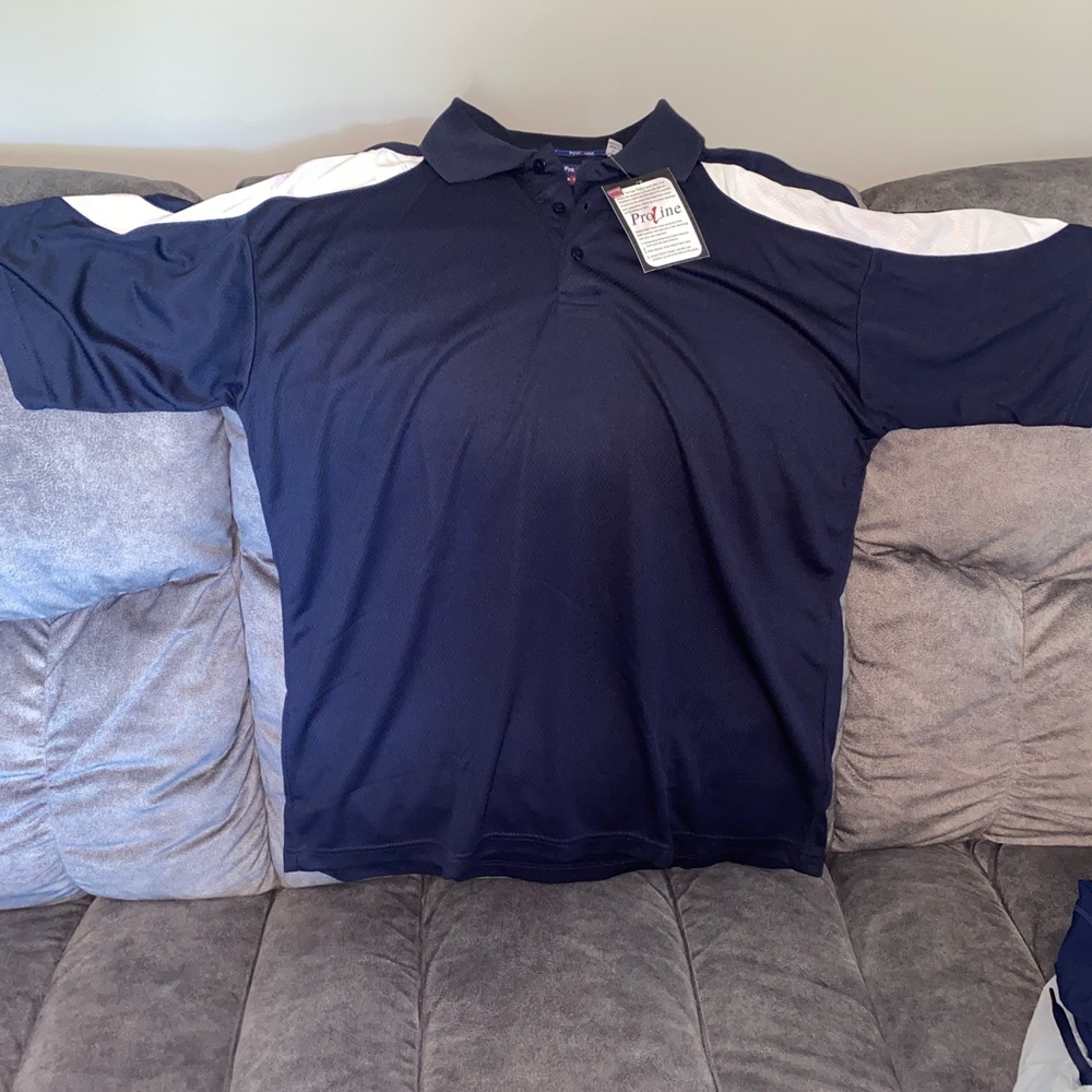 🌻 ProLine Navy Blue Performance Golf Shirt ⛳️ Size Large